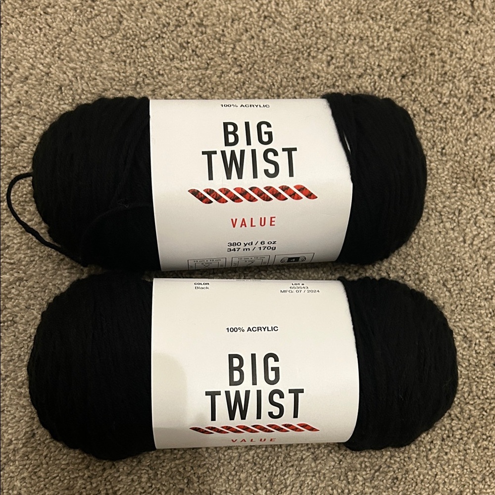 Big Twist Black Yarn Bundle 2 skeins